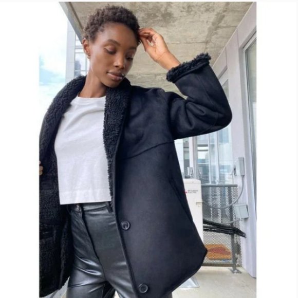 Aritzia Wilfred Free Faux Suede STALLION JACKET in Black - Picture 7 of 14